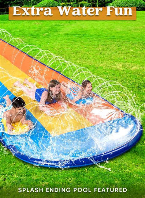 Sloosh 22 5ft Triple Water Slide And 3 Body Boards Backyard Lawn Water