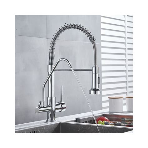 Chrome Filter Kitchen Faucet Dual Handle Purified Hot Cold Sink Tap