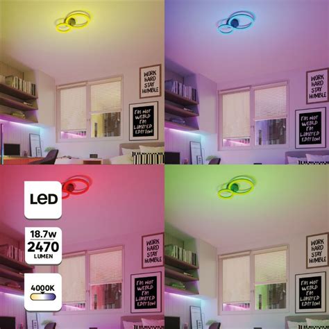 Plafoniera Led Kenshi 20 W D 45 Cm Dimabila Rgb Cu Telecomanda