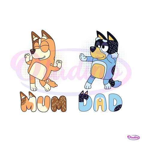 Cute Bluey Family Mum And Dad SVG Cutting Digital File