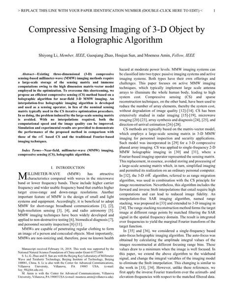 Compressive Sensing Imaging Of D Object By A Holographic Algorithm