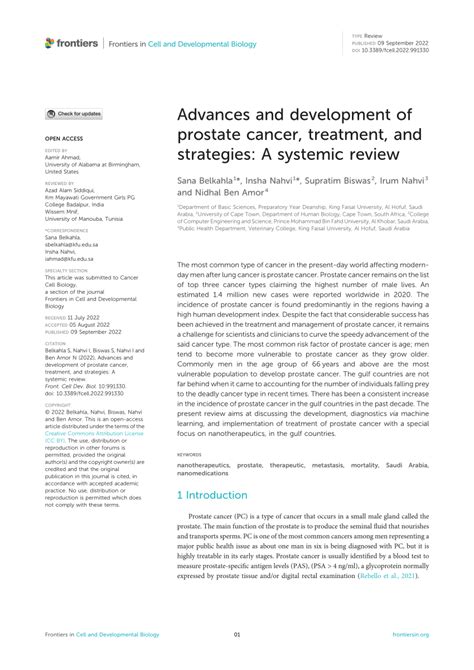 Pdf Advances And Development Of Prostate Cancer Treatment And Strategies A Systemic Review