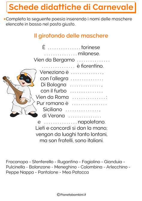 Schede Didattiche Di Carnevale Per La Scuola Primaria PianetaBambini It