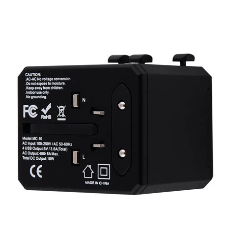 ᐉ Адаптер Travel Adapter Yesido MC 10 Type C UK EU US AUS Black