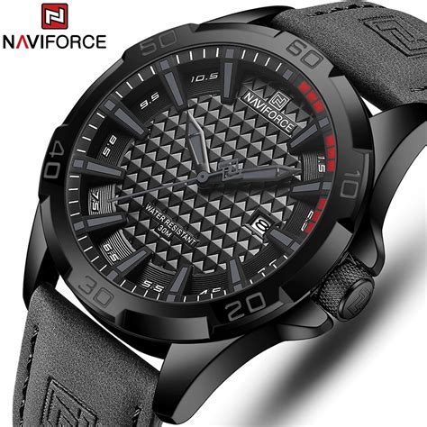 Naviforce Men S Quartz Waterproof Casual Leather Wristwatch