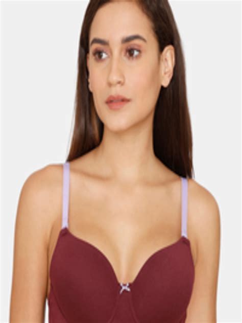 Buy Rosaline By Zivame Women Purple Solid Underwired Lightly Padded T Shirt Bra Bra For Women