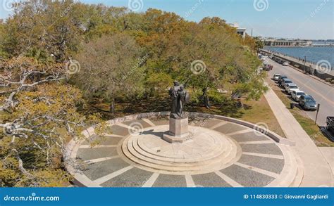 aerial view  charleston square  cityscape   river  stock image image  coast