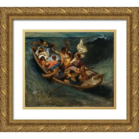 Delacroix Eugene 17x15 Gold Ornate Wood Framed With Double Matting