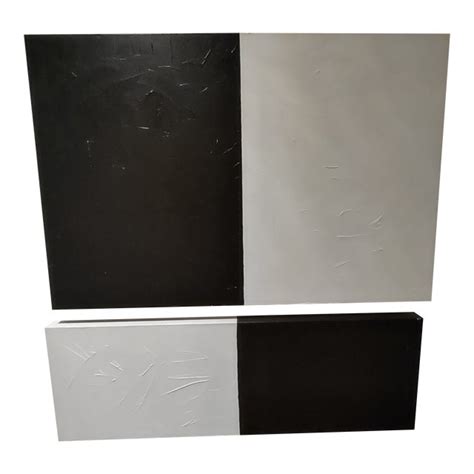 Contemporary Abstract Black And White Diptych Painting 2 Panels