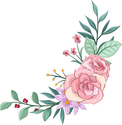 Pink Flower Arrangement With Watercolor Style 15740231 Png