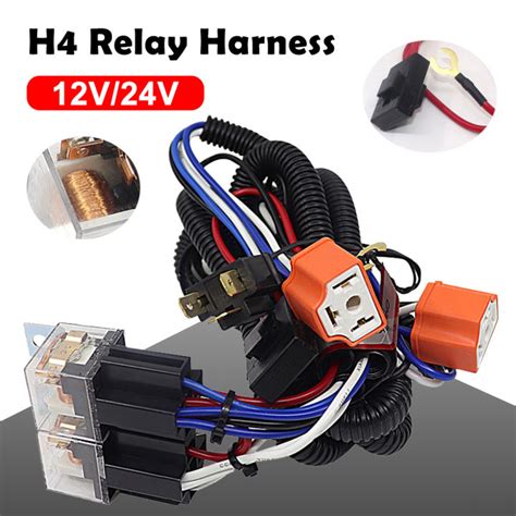 Universal H4 Led Relay Harness Kit Led Headlight Brightener Wiring Harness 12v 24v Modification