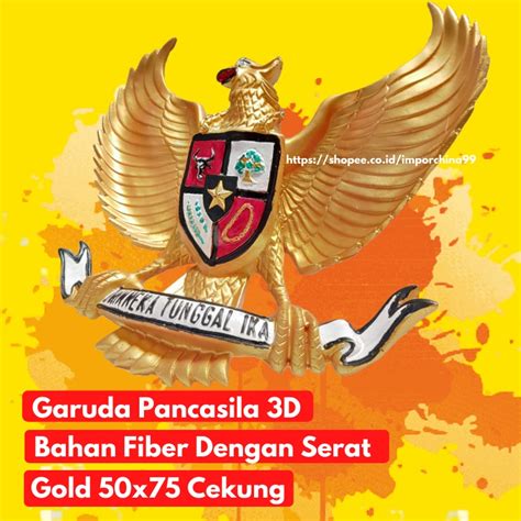 Jual Hiasan Dinding Lambang Negara Garuda Pancasila 3 Dimensi 50x75cm