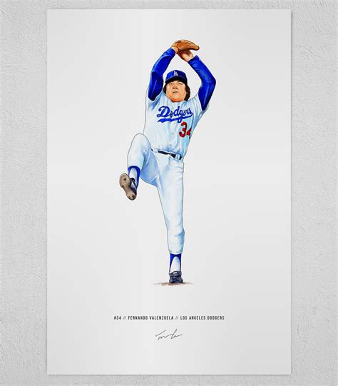 Fernando Valenzuela Los Angeles Dodgers Baseball Illustrated Etsy