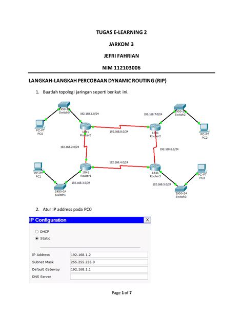 Tugas E Learning Jarkom Dynamic Routing Rip Pdf