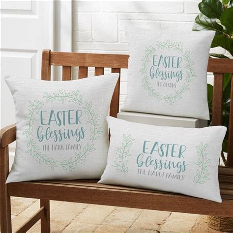 Easter Blessings Personalized Outdoor Throw Pillows