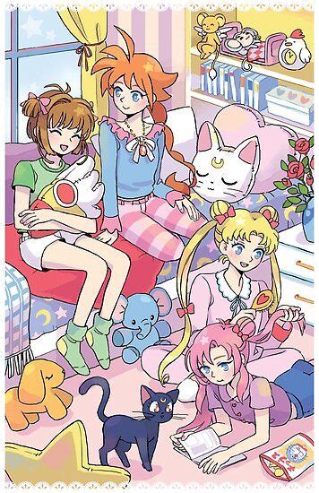 Magical Girls Sleepover Poster By Mojgon In 2021 Magical Girl Anime Magical Girl Anime Crossover