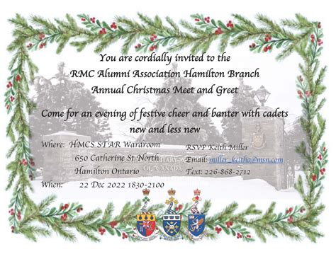 Hamilton Branch RMC Alumni Association Hosting Annual Meet and Greet