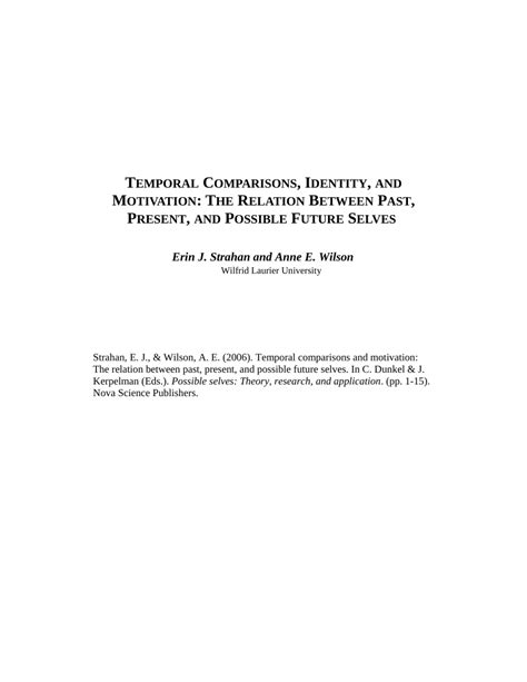 (PDF) Temporal comparisons, identity, and motivation: The relation ...