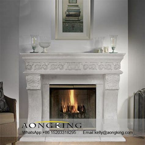 Modern Living Room Decoration White Marble Fireplace Surround