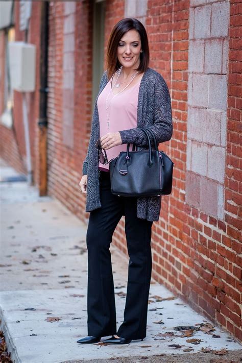 Winter Work Wear With Metallic Cardigan And Bootcut Pants Jo Lynne