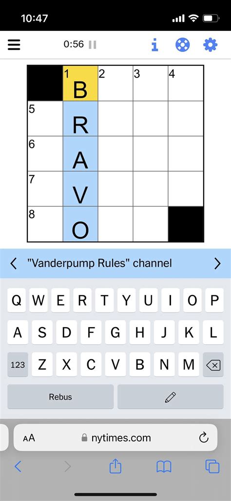 NYTimes mini crossword today : r/vanderpumprules