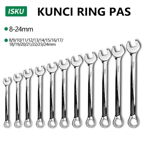 Jual ISKU Kunci Ring Pas Set 11pcs 8 24mm Bahan Crv Kombinasi Wrench