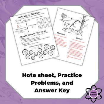 Accuracy Vs Precision Observations Vs Inference Notesheet Practice