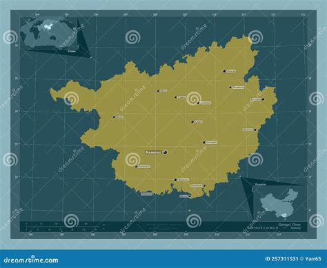 Guangxi China Solid Labelled Points Of Cities Stock Illustration