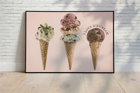 Ice Cream Poster Ice Cream Wall Art Vintage Print Ice Etsy