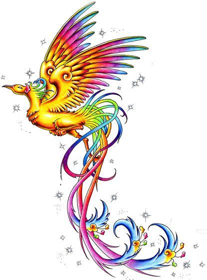 Rainbow Phoenix Tattoo Design at BullseyeTattoos.com | Phoenix tattoo ...