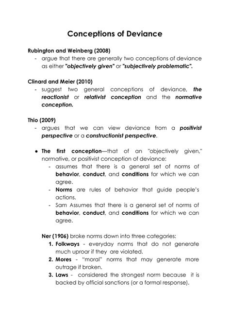 Conceptions of Deviance - Conceptions of Deviance Rubington and