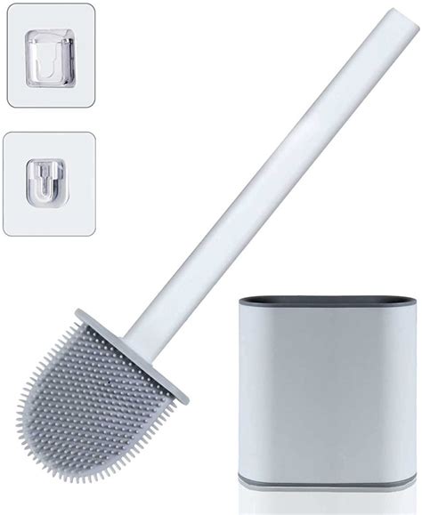 Silicon Toilet Brush With Slim Holder Stand Silicone For Bathroom