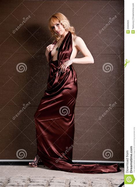 Pretty Confident Blonde Girl In Evening Dress Stock Image Image Of