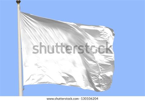 White Flag Waving On Wind Blue Stock Photo Edit Now