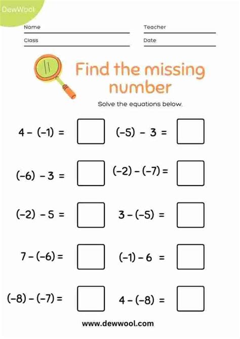 Subtracting Integers Worksheet With Answers Free Pdf Dewwool