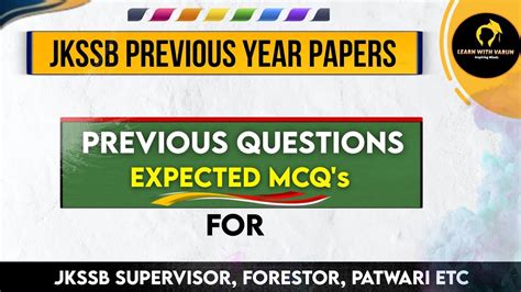 Jkssb Pyq Previous Year Questions Expected Mcqs For Supervisor