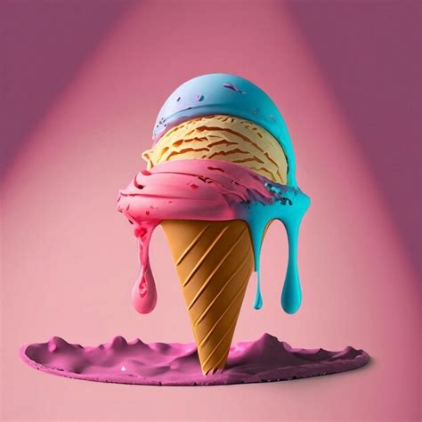 Premium AI Image Illustration Of A Colourful Ice Cream Cone That S