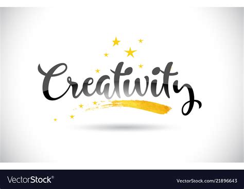 Creativity Word Text With Golden Stars Trail And Vector Image