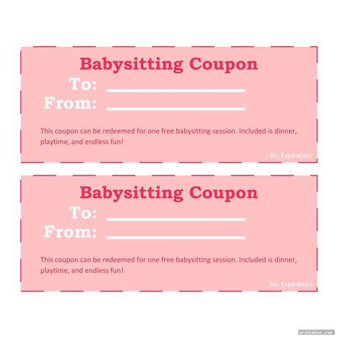 Babysitting Voucher Printable