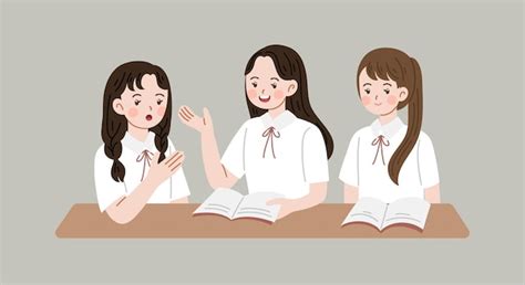 Premium Vector Group Students Study Together Vector Flat Illustration