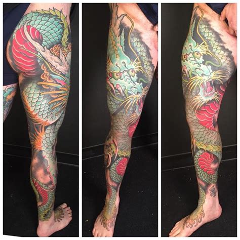 Dragon Leg Sleeve Tattoo By Asherelectric