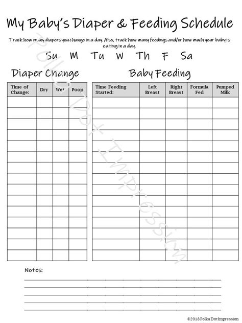 My Babys Diaper And Feeding Schedule Track Baby Daily Intake Record