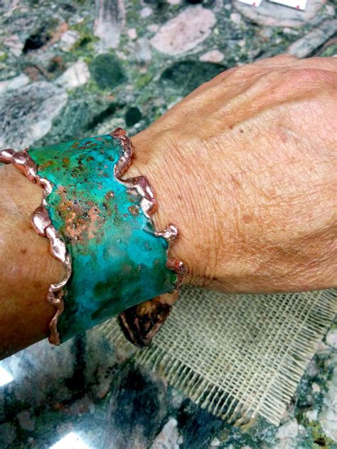 Heavy Molten Patina Copper Cuff Bracelet Mixed Patina Etsy In