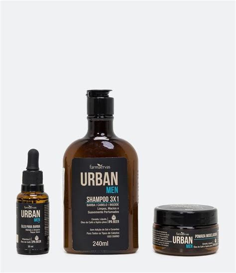 Kit Urban Men Shampoo Óleo Pomada Nécessaire Kit