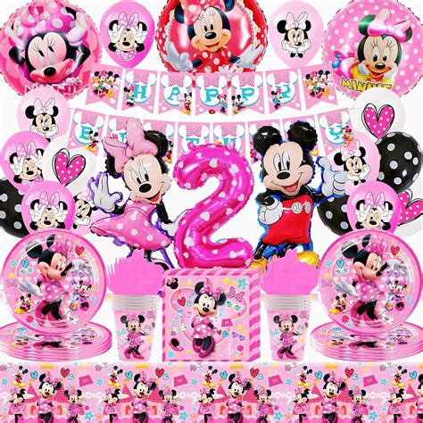 Decoration Anniversaire Minni 2 Ans Thème Anniversaire Vaisselle Kit