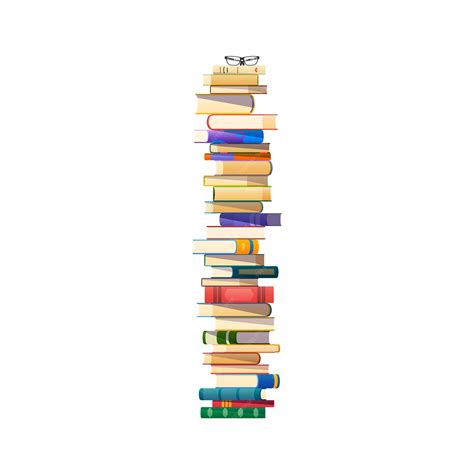 Premium Vector High Book Stack Or Pile School Textbooks And Library