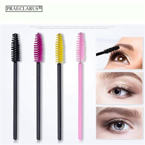 Praeclarus Eyelashes Brushes 50 Pcs Disposable Mascara Brushes Bendable Wands Eyes Applicator