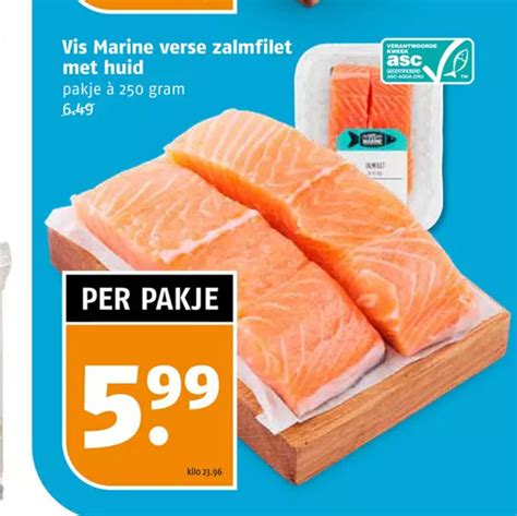 Vis Marine Verse Zalmfilet Met Huid 250 Gram Aanbieding Bij Poiesz