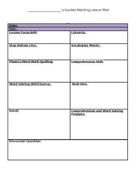 Guided Reading Lesson Plan Template EDITABLE By K1TeacherResources