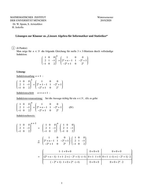 Ws Linalg Spann Pr Fung Lineare Algebra Klausuraufgaben